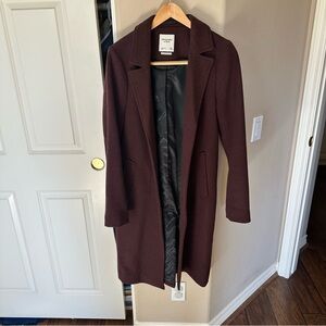Abercrombie & Fitch Maroon Brown Trench Dad Coat Classic Wool-Blend